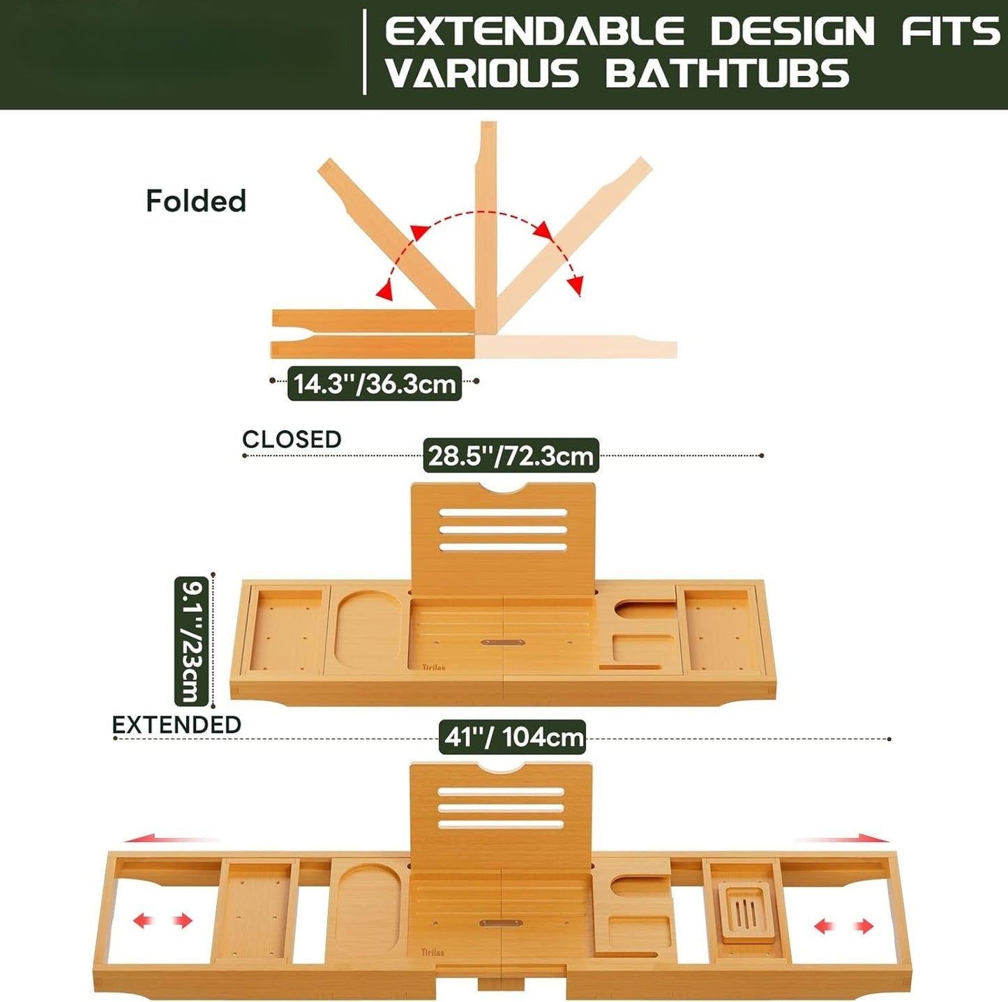 Bulk Adjustable Bathtub Tray Caddy Expandable 16-28inch Non Slip Bamboo Tray with Wine Glass Holder & Phone Slot Waterproof Spa Accessories Luxury Wedding Anniversary Bridal Shower & Housewarming Gifts for Couples Women Wholesale