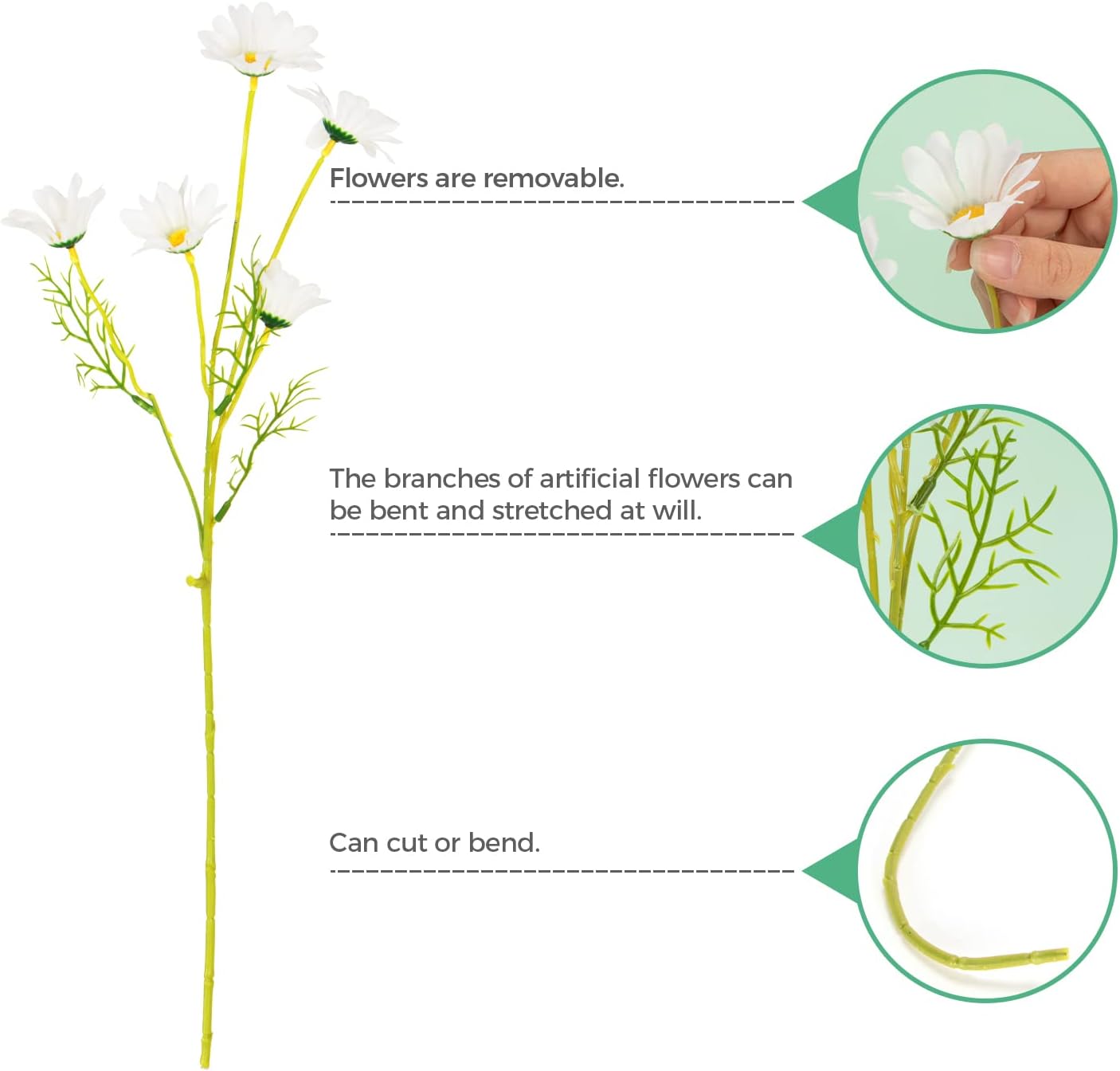 Wedding Floral Backdrop Decor Premium Artificial Daisy Bouquets 8 Pack Silk for Venue Styling