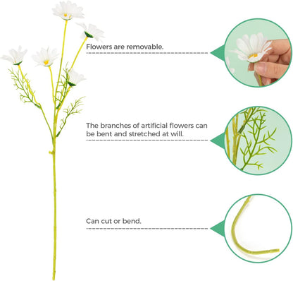 Wedding Floral Backdrop Decor Premium Artificial Daisy Bouquets 8 Pack Silk for Venue Styling