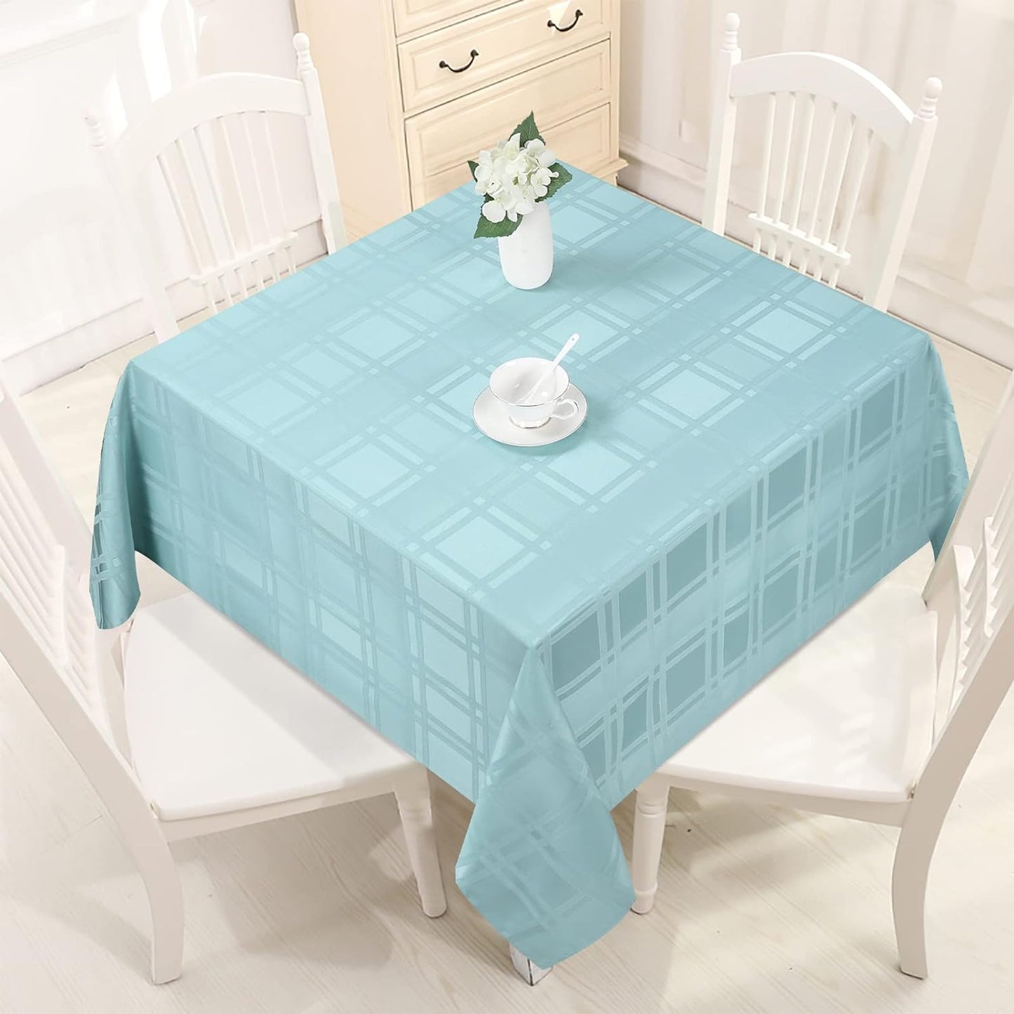 Bulk Solid Plaid Jacquard Spring Tablecloth Wrinkle and Water Resistant, Contemporary Woven Decorative Table Cover for Holiday Events Wholesale