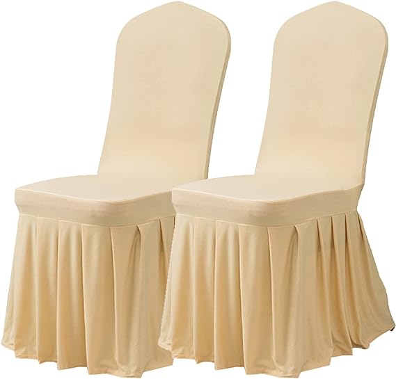 Bulk 2 Pcs Stretch Dining Chair Cover with Skirt for Ceremony Banquet Wedding Party Ceremony Wholesale