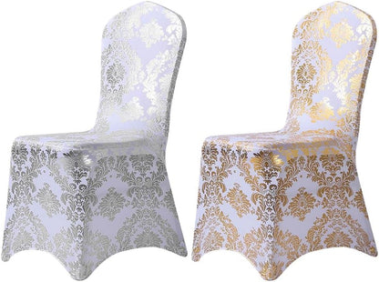 Bulk Golden Flower Print Brown Chair Cover Removable Washable Elastic Stretch Suitable for Banquets Weddings and Home Decor Wholesale