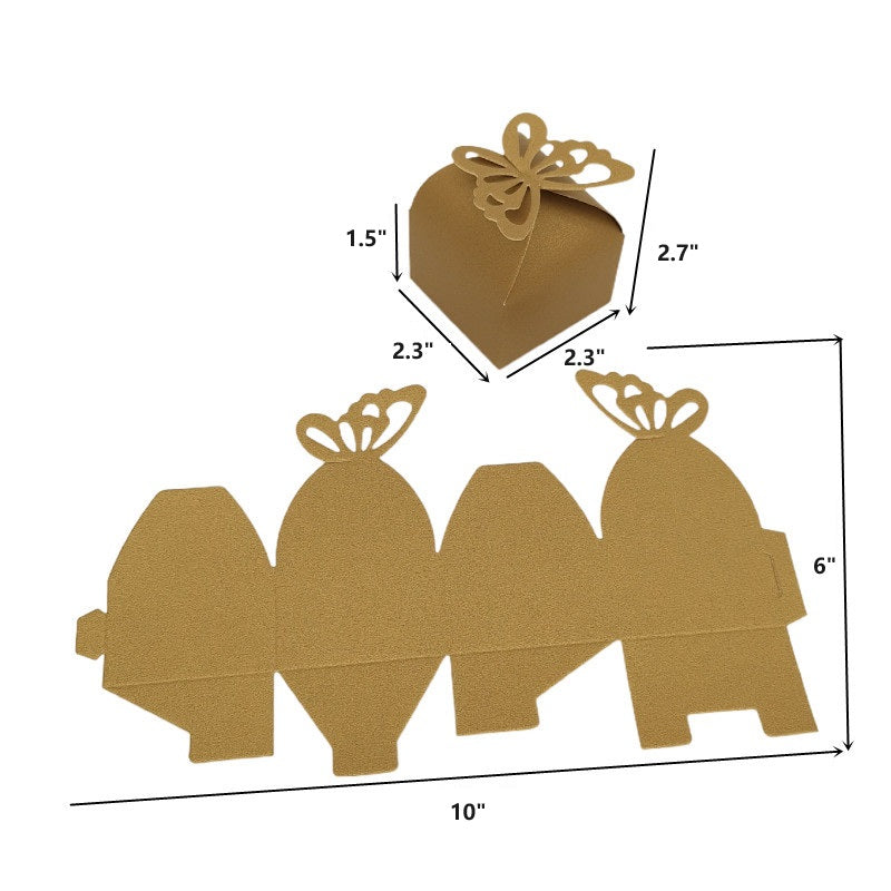 Bulk 50 Pack Favor Boxes with Hollow-out Butterfly for Birthday Party Wedding Thanksgiving Valentine's Day Wholesale