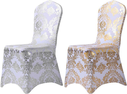 Bulk Golden Flower Print Brown Chair Cover Removable Washable Elastic Stretch Suitable for Banquets Weddings and Home Decor Wholesale
