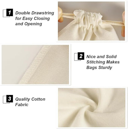Bulk 20 Pcs Gift Bags 9.8 X 7.8 Inch Cotton Drawstring Bag for Jewelry Party Wedding Wholesale