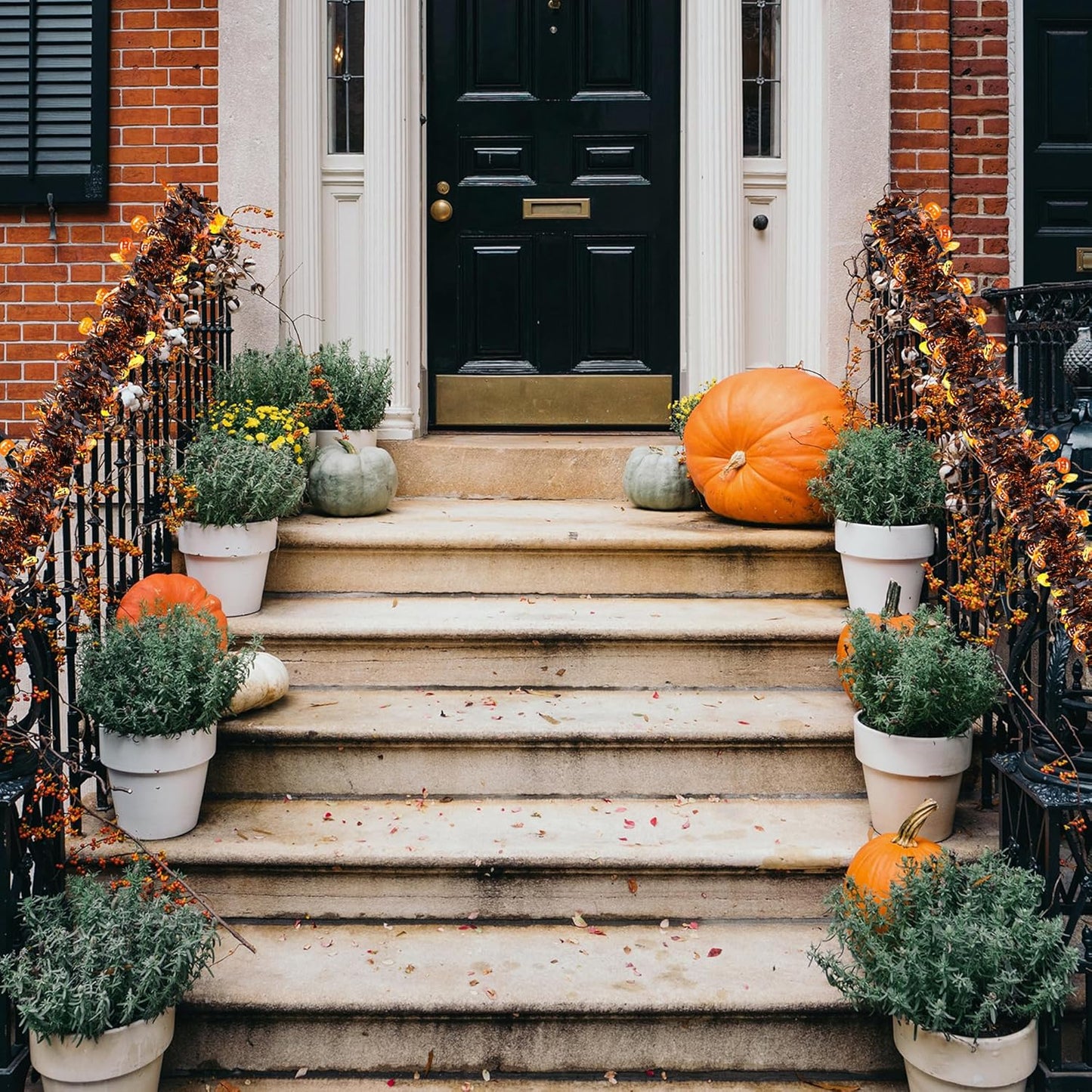 Bulk 5 pcs Halloween Pumpkin and Ghost Garland for Party Decorations 78.7 inches Dense Tinsel Streamer Wholesale