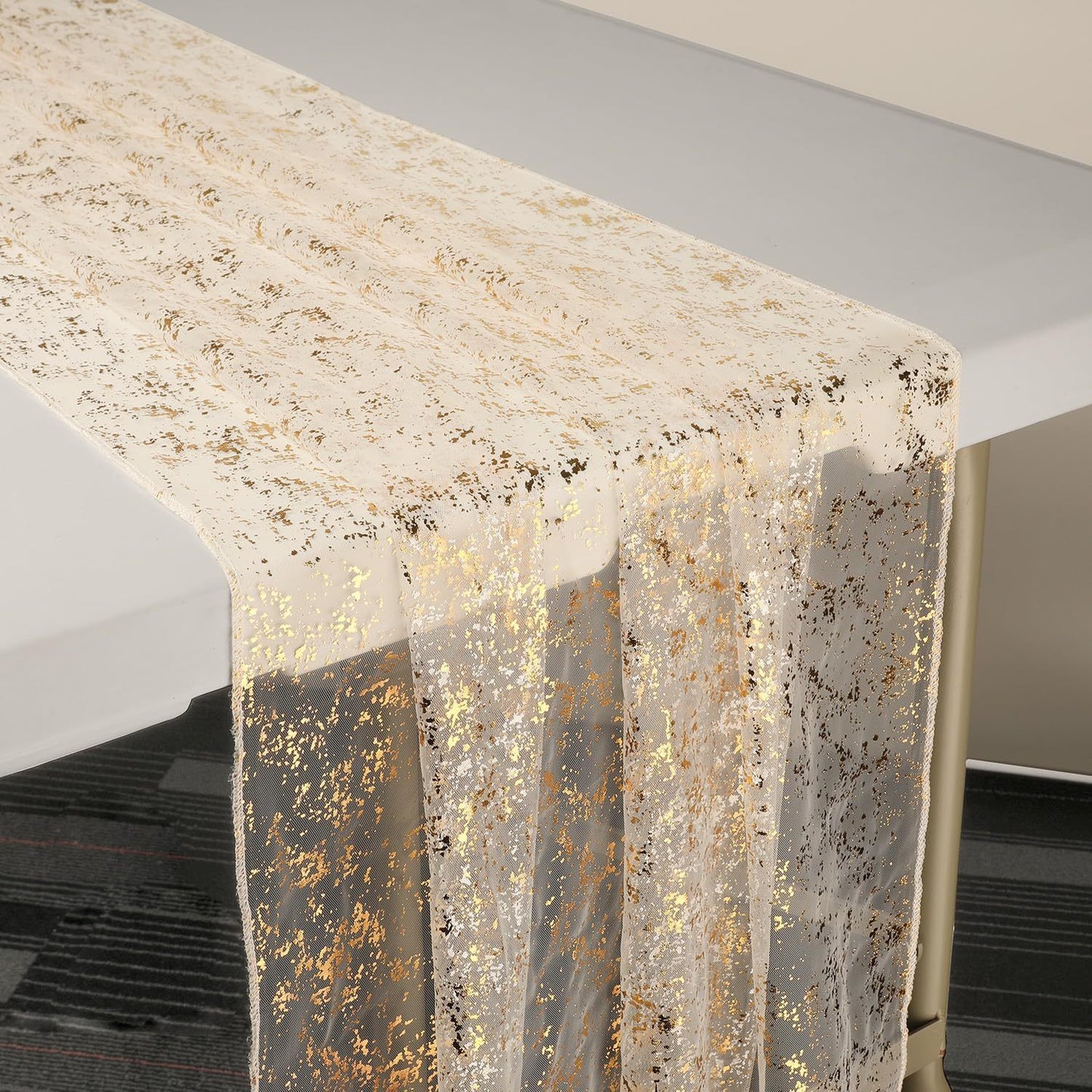 Bulk 13Ft Gold Table Runner Sequin Glitter Sheer Chiffon Cheesecloth with Metallic Foil for Wedding Birthday Baby Shower Party Decorations Wholesale