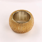 Bulk Set of 6 Gold Handmade Beaded Napkin Rings Elegant Table Napkin Holders for Dining Parties and Everyday Wholesale