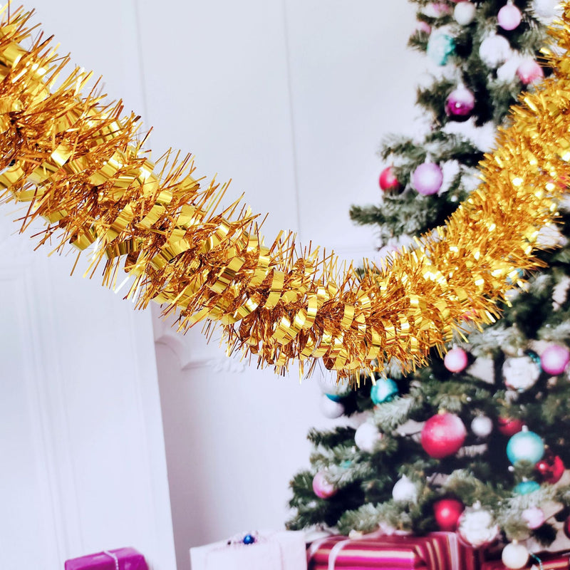 10 Pcs Tinsel Garland, 65 Ft Total Length, Bulk Artificial Holiday Decoration
