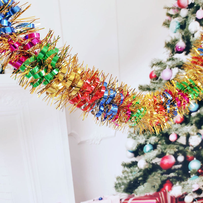 10 Pcs Tinsel Garland, 65 Ft Total Length, Bulk Artificial Holiday Decoration
