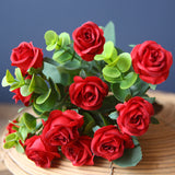 Bulk 12" Miniature Roses and Eucalyptus Faux Flower Arrangements Perfect for Home Decor Wholesale