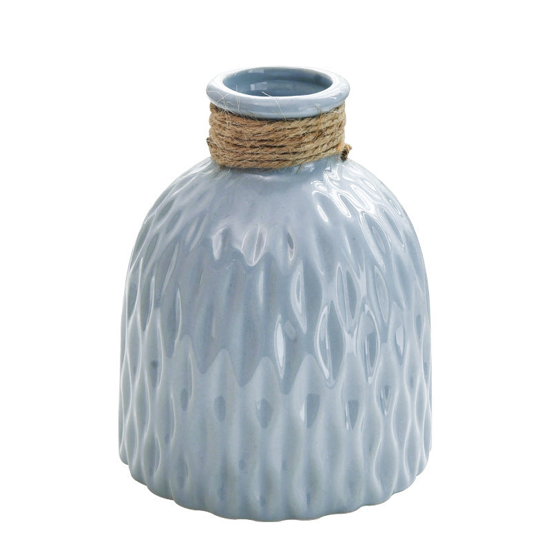 Bulk 2 Pcs Water Ripples Vase with Textured Rope Bottle for Home Party Table Decor Wholesale