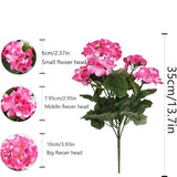 Bulk 13.7" Artificial Red Geranium Bush Fake Flowers UV Resistant for Home Outdoor Decor Wholesale