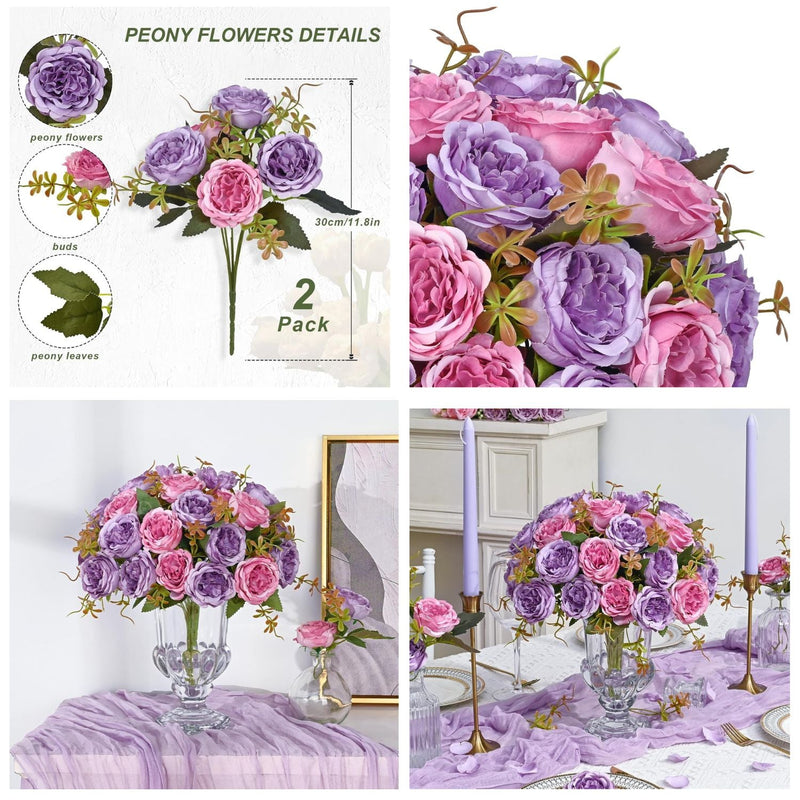 Artificial Silk Peonies 10 Pcs Vibrant Pink 12 Inch Realistic Flowers for Wedding Centerpieces and Home Decor
