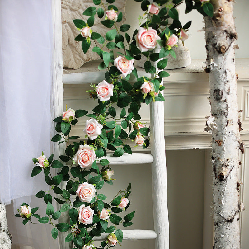 2 Pcs Artificial Blooming Rose Hanging Flower Garland Vine for Wedding Arch Outdoors Ceremony