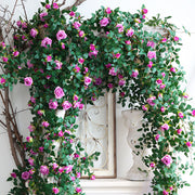 2 Pcs Artificial Blooming Rose Hanging Flower Garland Vine for Wedding Arch Outdoors Ceremony