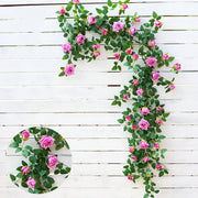 2 Pcs Artificial Blooming Rose Hanging Flower Garland Vine for Wedding Arch Outdoors Ceremony