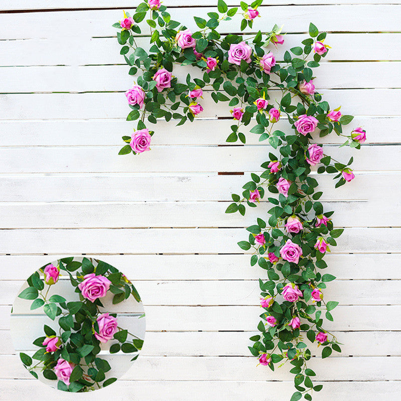 2 Pcs Artificial Blooming Rose Hanging Flower Garland Vine for Wedding Arch Outdoors Ceremony