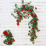 2 Pcs Artificial Blooming Rose Hanging Flower Garland Vine for Wedding Arch Outdoors Ceremony