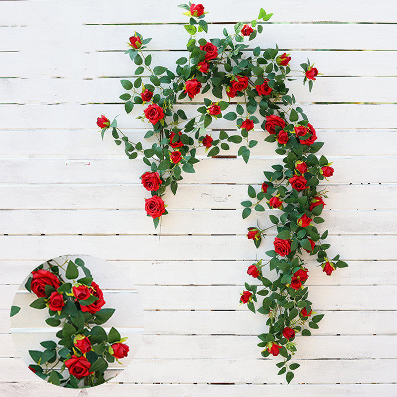2 Pcs Artificial Blooming Rose Hanging Flower Garland Vine for Wedding Arch Outdoors Ceremony