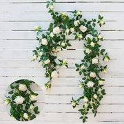 2 Pcs Artificial Blooming Rose Hanging Flower Garland Vine for Wedding Arch Outdoors Ceremony