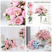 Artificial Silk Peonies 10 Pcs Vibrant Pink 12 Inch Realistic Flowers for Wedding Centerpieces and Home Decor