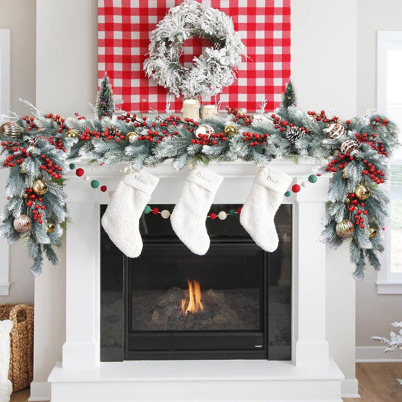 6.5 Ft Artificial Norfolk Pine Garland 6 Pcs Greenery Garland for Table Mantle Wall Indoor Outdoor Christmas Decor