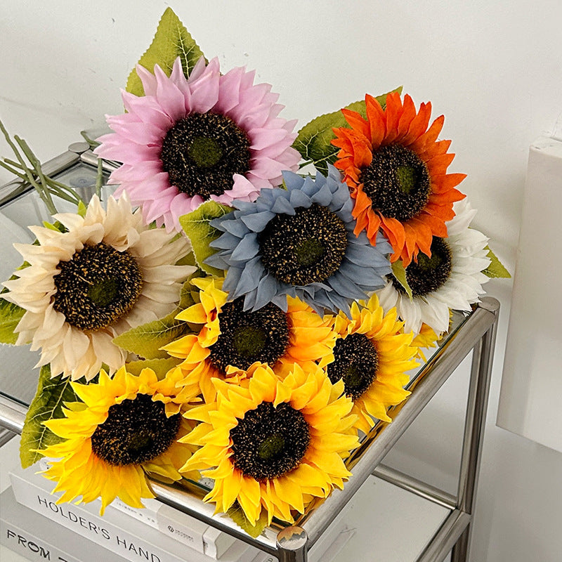 6 Pcs Artificial Fall Sunflowers Bouquet Long Stems 24 Inch for Home Wedding Party Decor