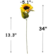 6 Pcs Artificial Fall Sunflowers Bouquet Long Stems 24 Inch for Home Wedding Party Decor