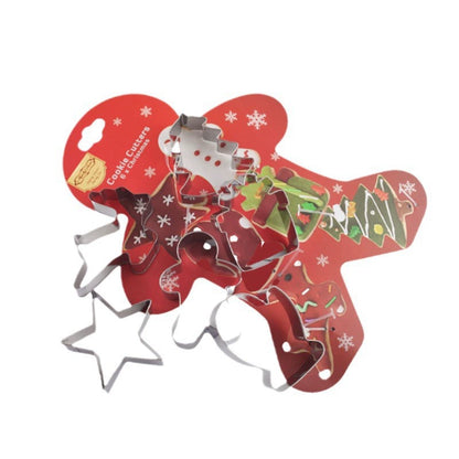 6PCS Stainless Steel Christmas Cookie Cutters Set - Holiday Shapes (Tree, Reindeer, Gingerbread) for DIY Baking