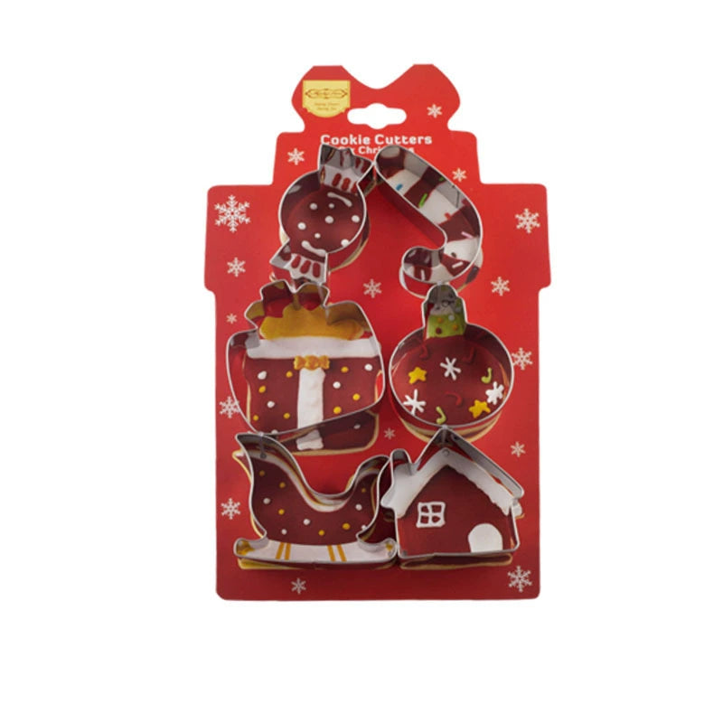 6PCS Stainless Steel Christmas Cookie Cutters Set - Holiday Shapes (Tree, Reindeer, Gingerbread) for DIY Baking