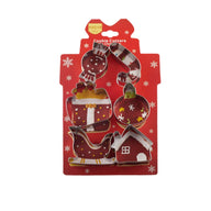 6PCS Stainless Steel Christmas Cookie Cutters Set - Holiday Shapes (Tree, Reindeer, Gingerbread) for DIY Baking