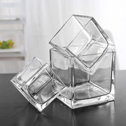 Clear Glass Cube Vases Bulk Set of 12, Square Glass Flower Containers for Artificial Flowers