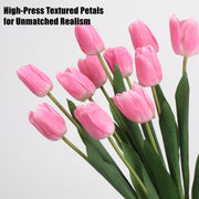 6 Pcs 20 Inch Deep Pink Silk Tulip Stems Artificial Flowers for Home Wedding Decor