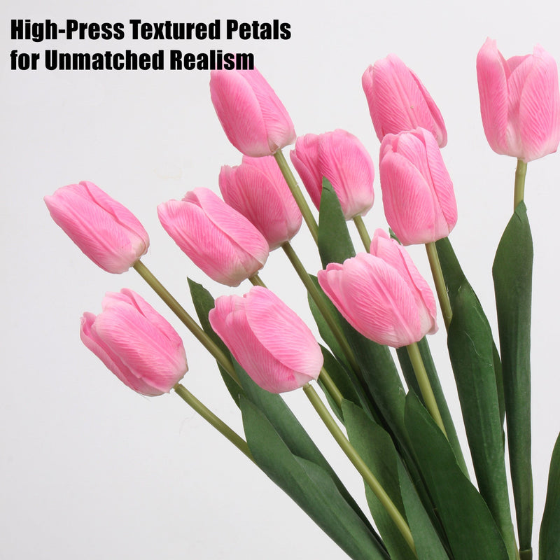 6 Pcs 20 Inch Deep Pink Silk Tulip Stems Artificial Flowers for Home Wedding Decor