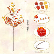 6 Pcs Artificial Eucalyptus Stems Fall Colors 18 Inch Silk Leaves for Floral Arrangement Wedding Decor