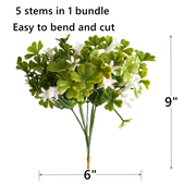 6 Bundles Artificial St. Patrick's Day Flowers Green Silk Bulk for Indoor Outdoor Decor
