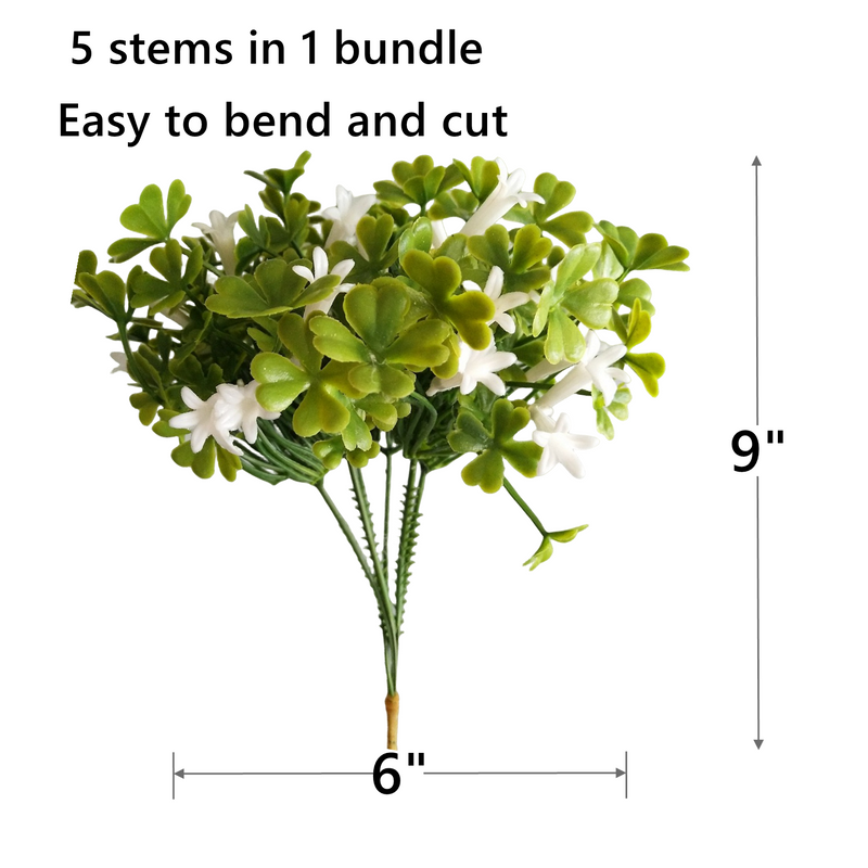 6 Bundles Artificial St. Patrick's Day Flowers Green Silk Bulk for Indoor Outdoor Decor