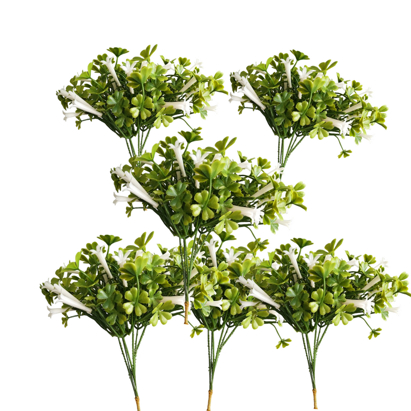 6 Bundles Artificial St. Patrick's Day Flowers Green Silk Bulk for Indoor Outdoor Decor