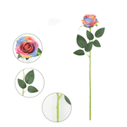 19 Inch Rainbow Rose Stem Artificial Flower 10 Pcs Colorful Silk Roses for Arrangements Centerpieces