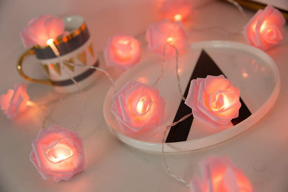 Bulk 10FT 20LED Pink Rose Flower String Lights Battery Operated 5cm Large Rose Flowers for Valentine's Day Wedding Home Party Festival Decor Wholesale