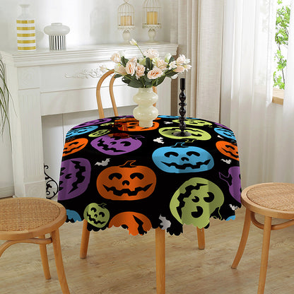 Bulk Halloween Tablecloth Festive Round Table Cover with Spider Web Pumpkin and Witch Print Easy Care and Party Protection Wholesale