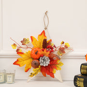 Mini Artificial Pumpkin Maple Leaf Pentagram Wreath, Fall Thanksgiving Decor, Bulk Wholesale