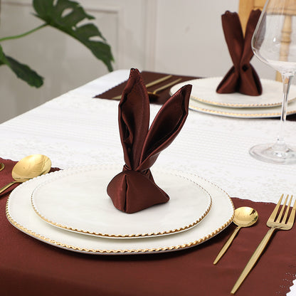 Bulk 2 pcs Satin Hollow Lace Napkins Restaurant Wedding Party Dinner Decoration Wholesale