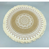 Bulk 2pcs 15 Inch Boho Round Braided Placemats with Tassel Vintage Vase Mat for Home Party Birthday Wholesale
