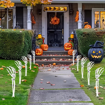 Bulk Halloween Outdoor Decor 5 Illuminated Skull Arm Stakes Spooky Halloween Decorations for Yard Lawn and Garden Wholesale