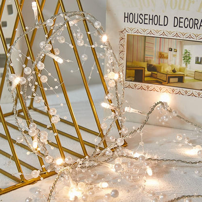 Bulk 13FT 40 LED White Pearl String Lights Battery Operated Lights for Xmas Bedroom Mantel Wedding and Party Decor Wholesale