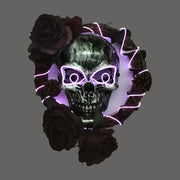 Halloween Skull Light Up Wreath 16 Inch Artificial Halloween Decoration