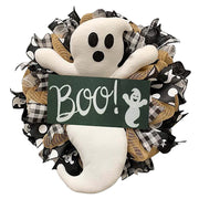 Artificial Halloween Ghost Doll Wreath 12 Inch Black Decorative Halloween Decor