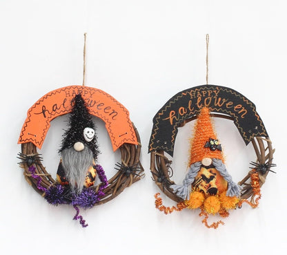Bulk Spooky Halloween Wreath Faceless Doll and Realistic Spider Decoration for Door and Wall Hangings Wholesale